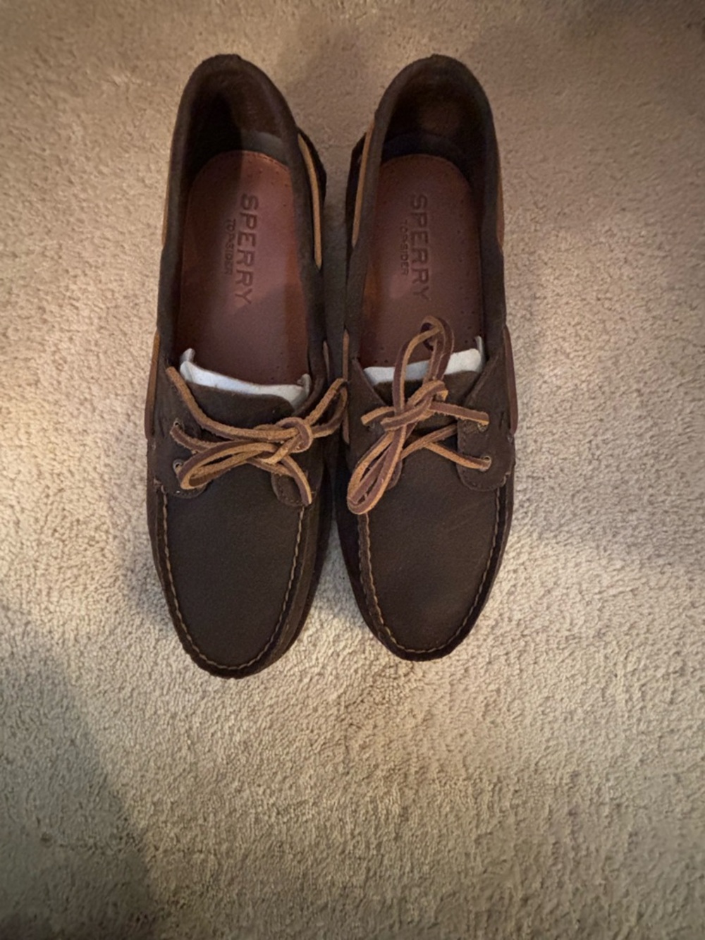 ✨HOST PICK✨- NWOT Sperry Men’s Dark Brown Suede Boat Shoes with Tan Laces - Picture 3 of 16